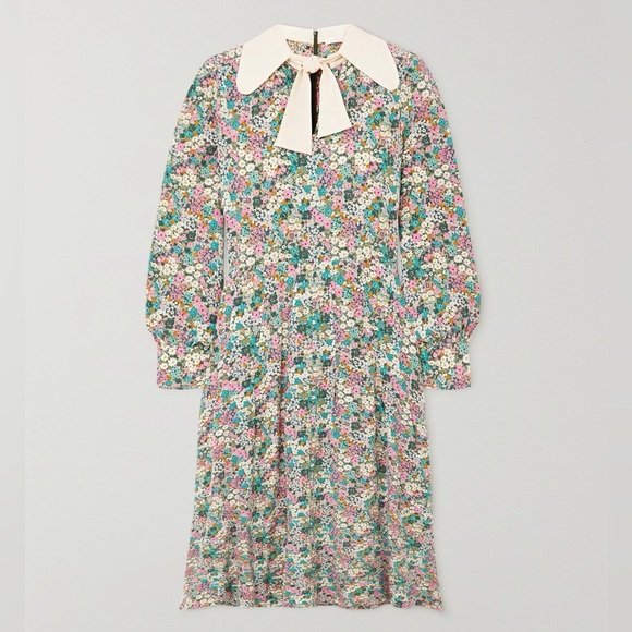 See by Chloe Silk Floral Printed Tied Neck Spring Dress